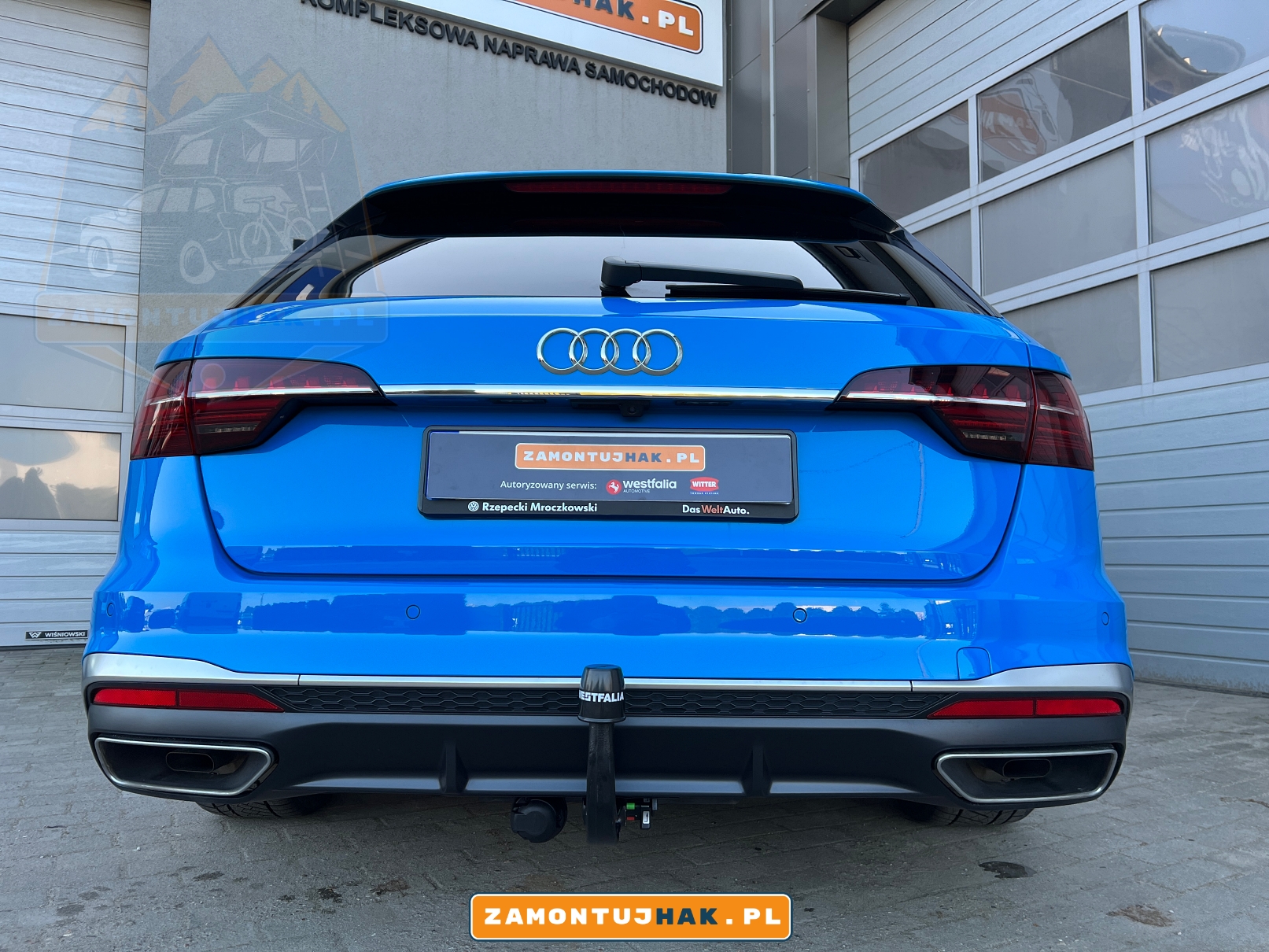 Szczegółowe zbliżenie na tył bez hak Westfalia A40V w Audi A4